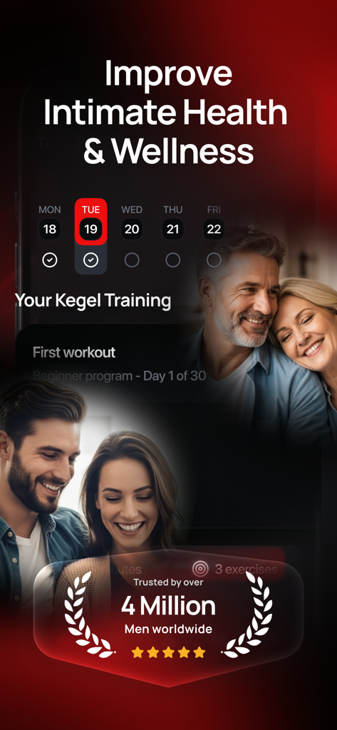 Stamena app interface for men's intimate health and wellness training