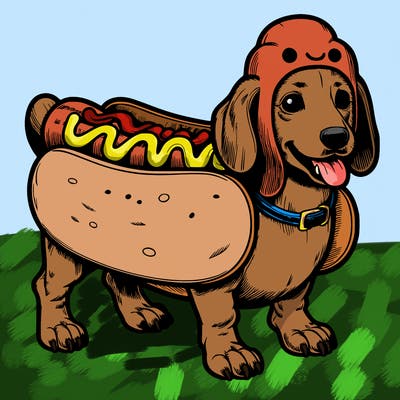 realistic wiener dog with a hotdog costume