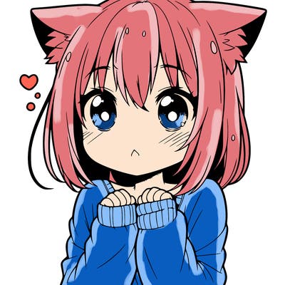 shy anime catgirl
