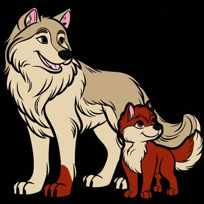 wolf and dog