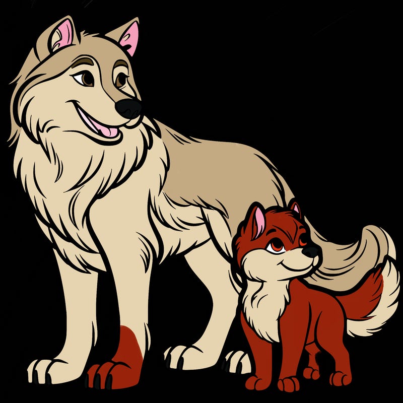 wolf and dog