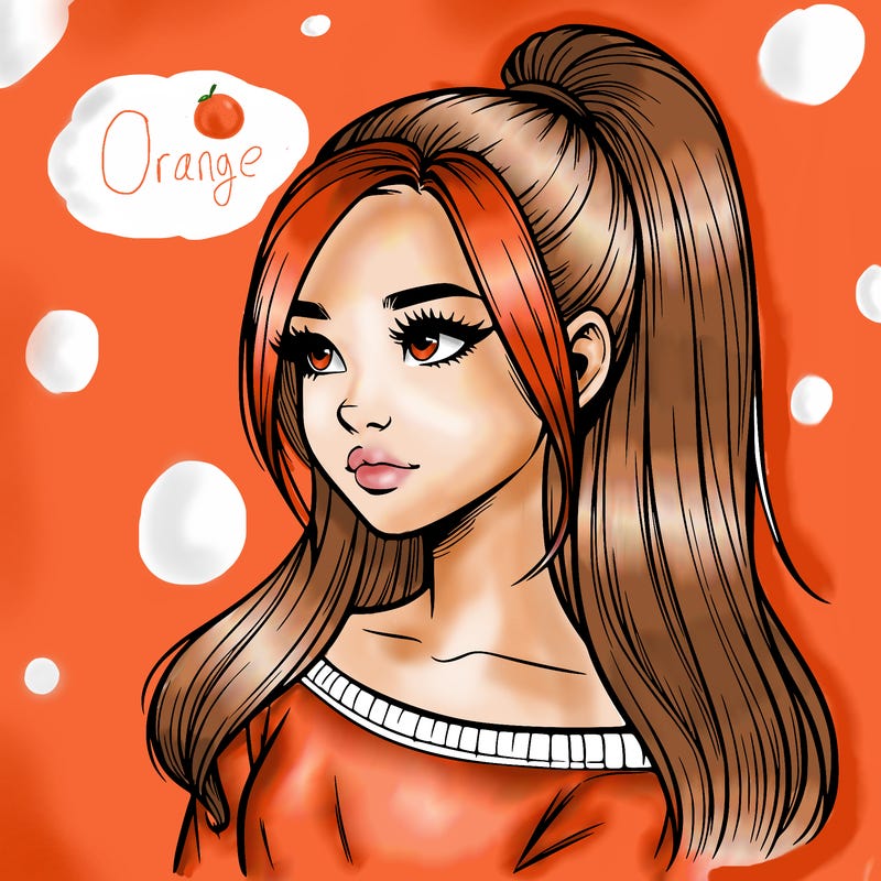 realistic girl with a high ponytail