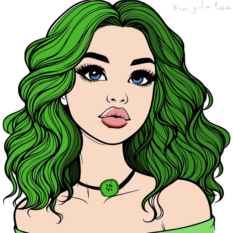 realistic girl with wavy hair and lips