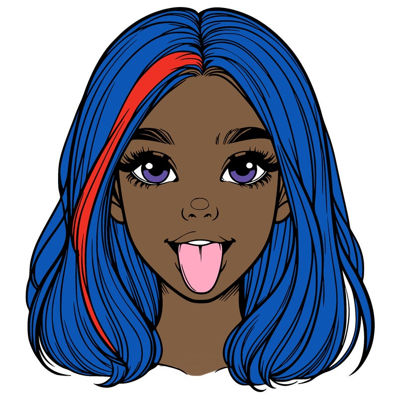 realistic girl with her tongue out