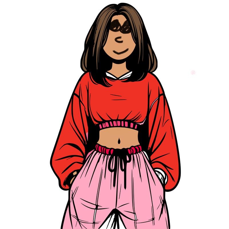 realistic girl faceless with baggy pants and a crop top