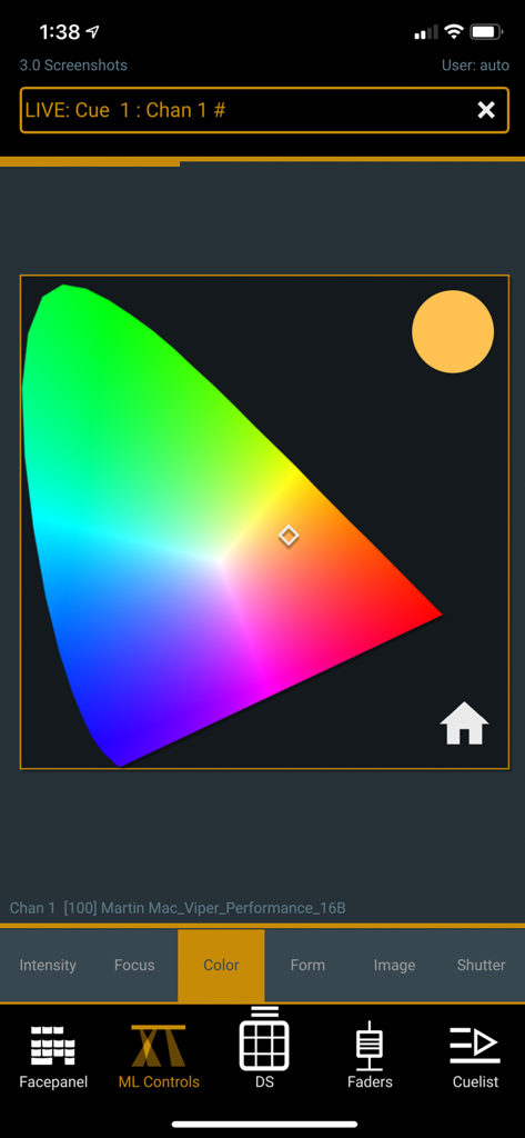 iRFR - BTS - iRFR BTS app color picker interface for professional lighting control