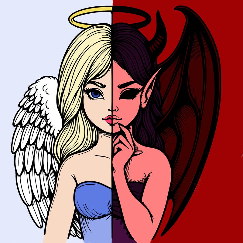 realistic angel half demon
