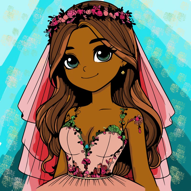 realistic girl in a wedding dress
