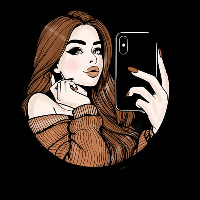 realistic girl taking mirror selfie beautiful