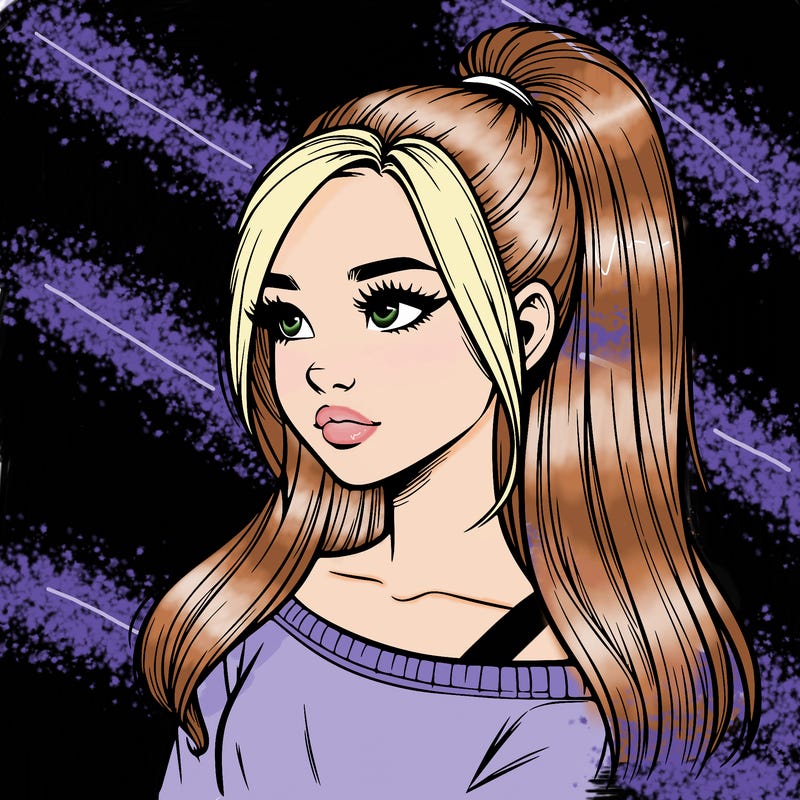 realistic girl with a high ponytail