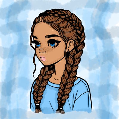 realistic girl with braids