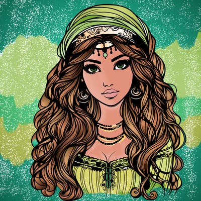 realistic beautiful mysterious gypsy girl