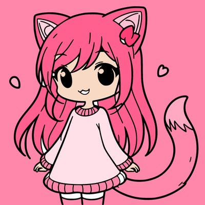 girl with cat ears and tail