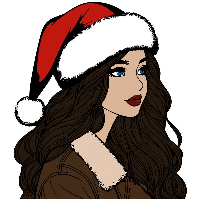 realistic girl in santa hat