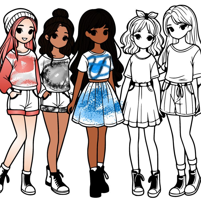 a group of five girls