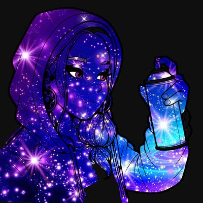 a realistic girl, spray painting