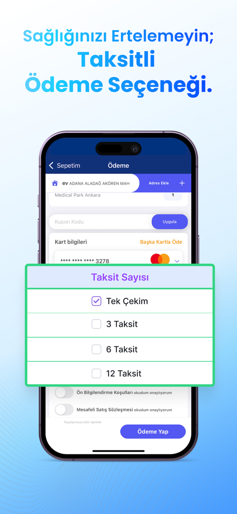 Happ | Check-Up - Happ Health app checkout screen showing flexible payment installment options