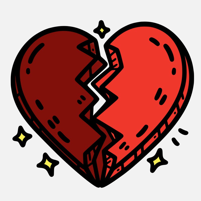 split in half heart