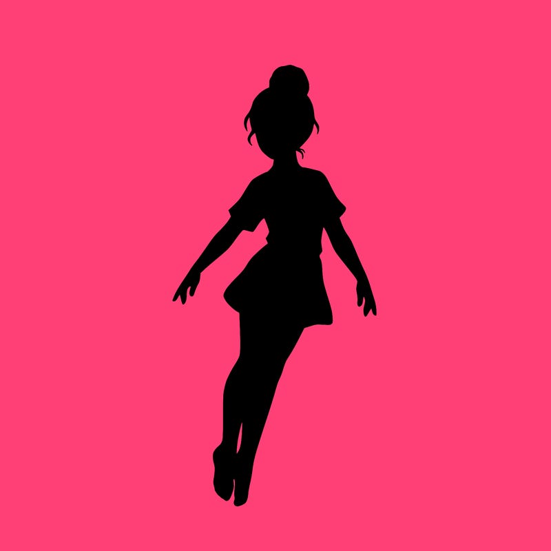 girl in air(full body) one bun (dose not show face) no background (