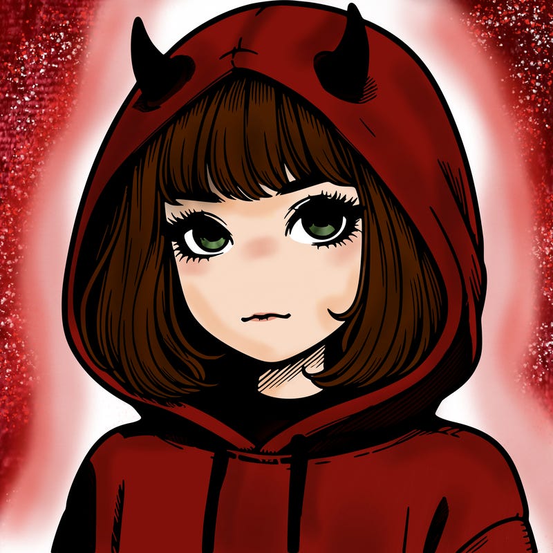 realistic girl with devil hoodie
