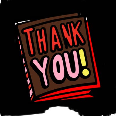 a card with the letters thank you