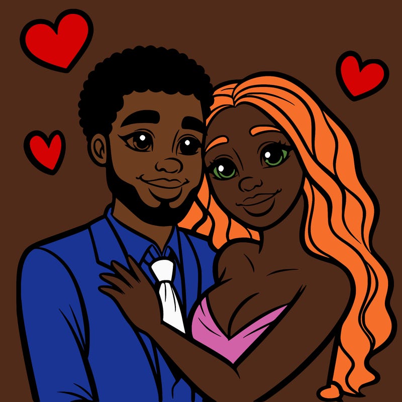black man and white women in love realistic