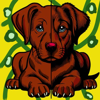 realistic dog split picture