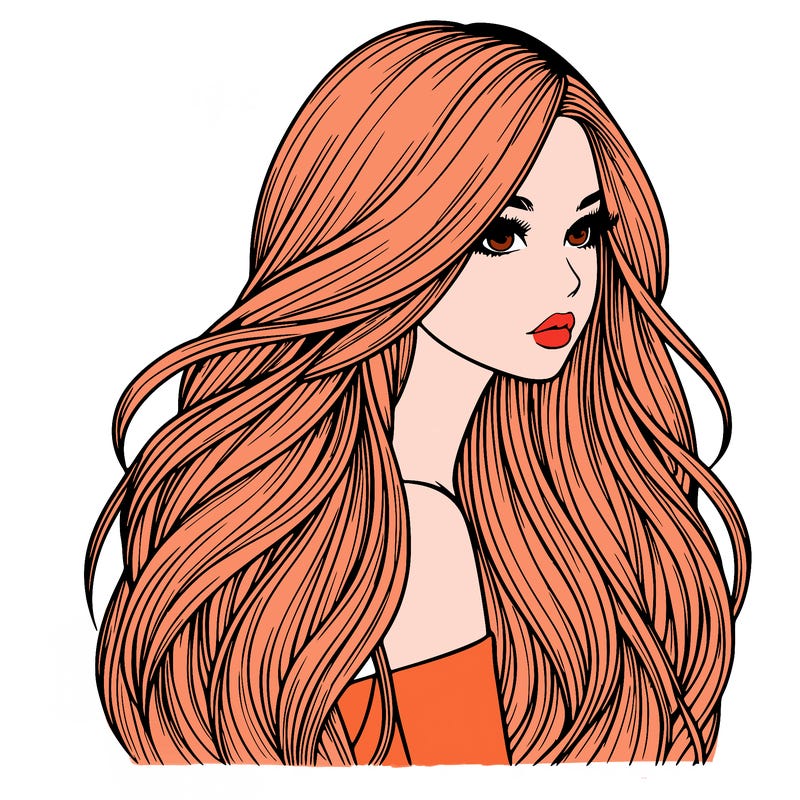 realistic girl with long realistic hair
