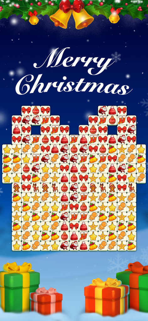 Tile Triple 3D - Christmas themed tile matching puzzle board with holiday icons like Santa and reindeer