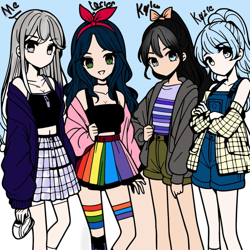 teen manga girls group of 4
