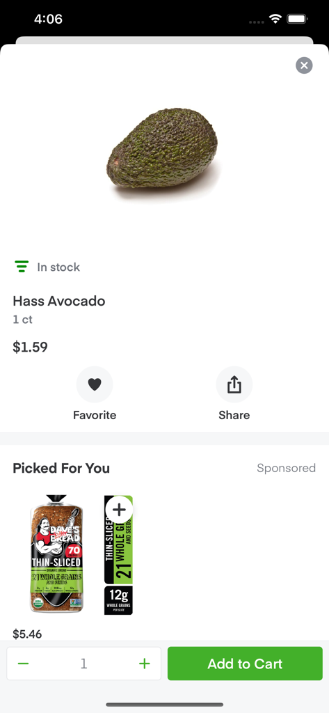 Fiesta Mart - Detalhes do produto de abacate Hass no aplicativo Fiesta Mart