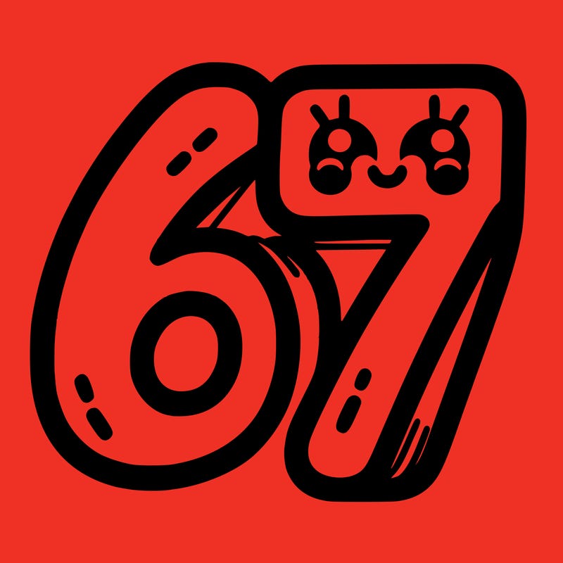 the numbers 67