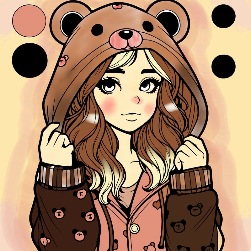 realistic girl in a animal pjs hoodie