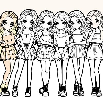 a group of girls realistic