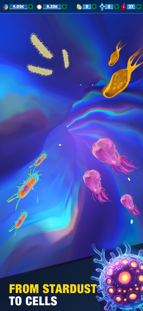 Microscopic organisms and cells evolving in a cosmic space simulation