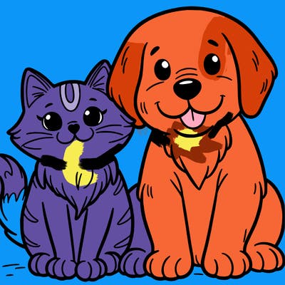 cat and dog next to each other