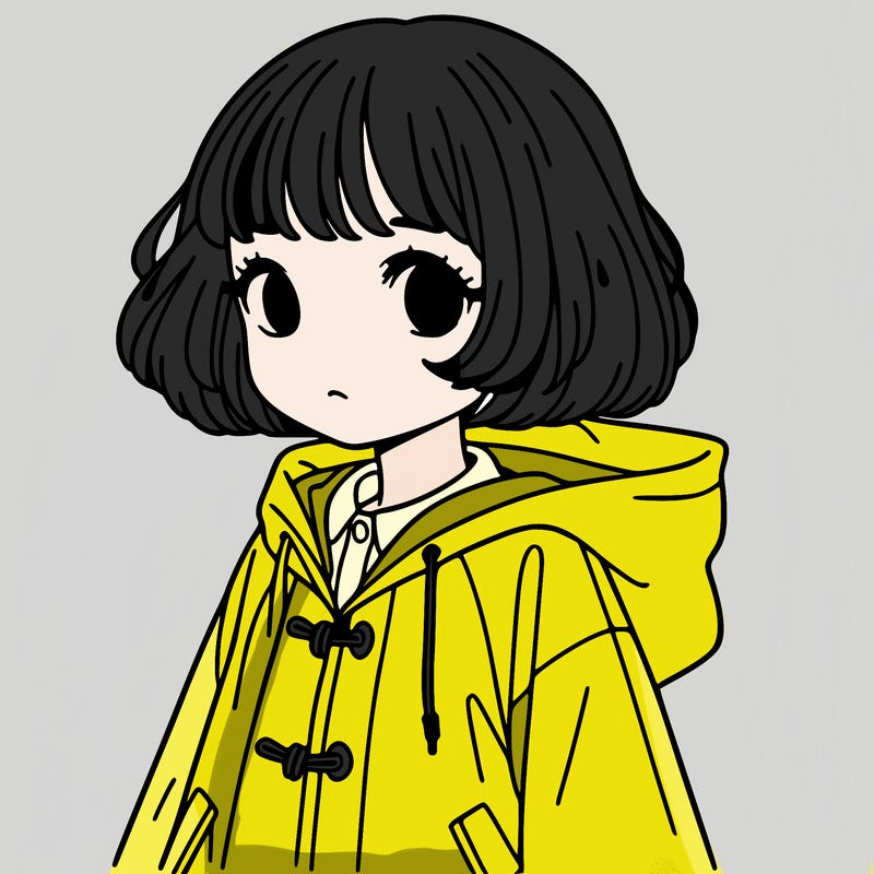 girl in raincoat with short hair
