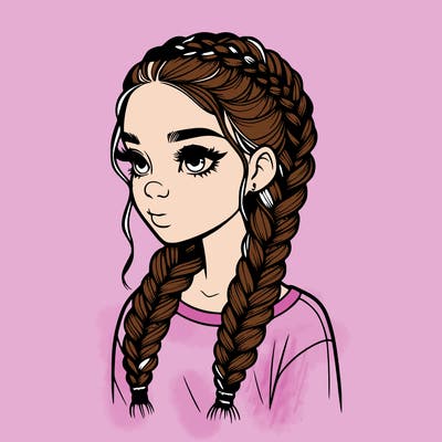 realistic girl with braids