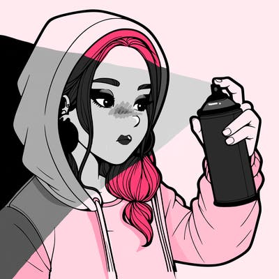 a realistic girl, spray painting