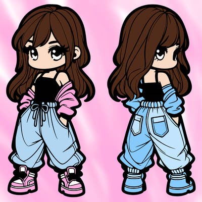 girl in crop top and baggy pants