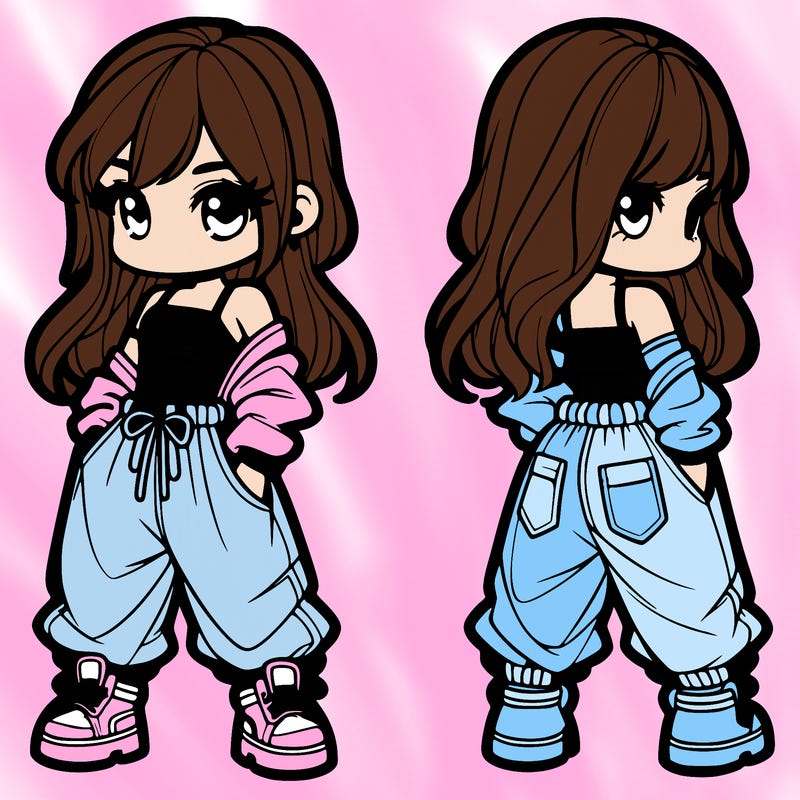 girl in crop top and baggy pants