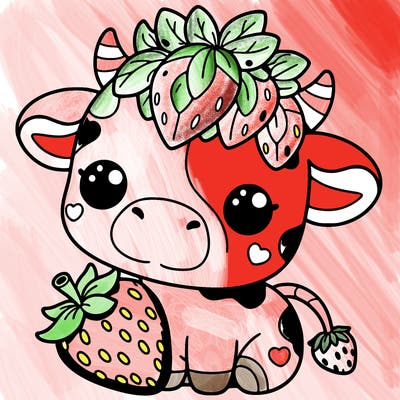 cute strawberry cow