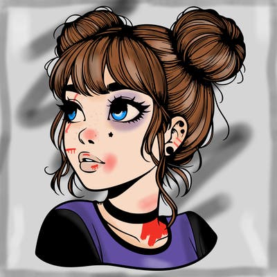 realistic girl with spacebuns