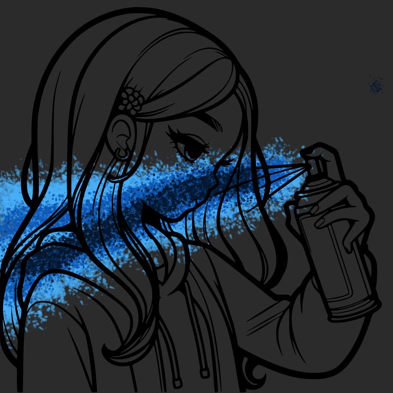 a realistic girl spray painting
