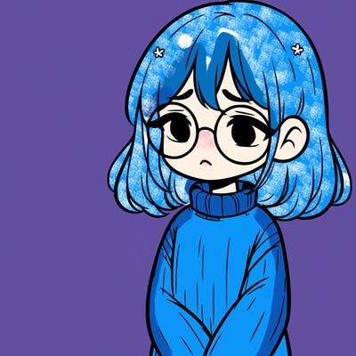 sad girl with glasses in a sweater