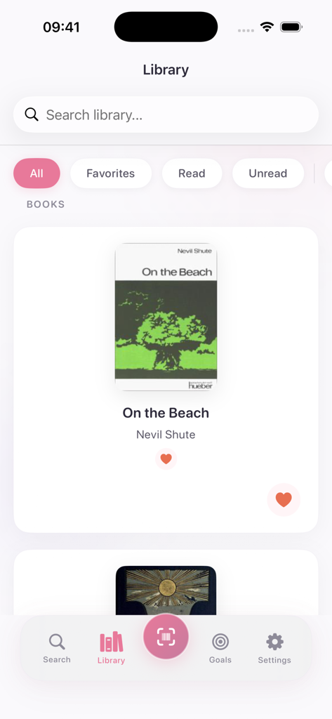 Read Book Realm - Library screen of the Read Book Realm app showing book titles and category filters