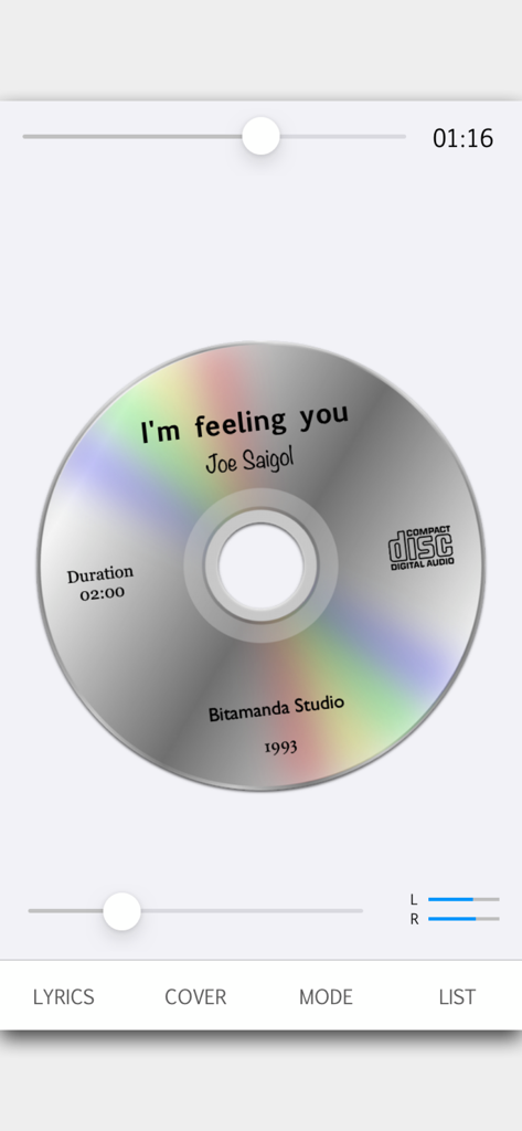 Music Player - Retro music player app interface with a spinning CD and audio VU meters.