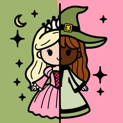 split princess and witch