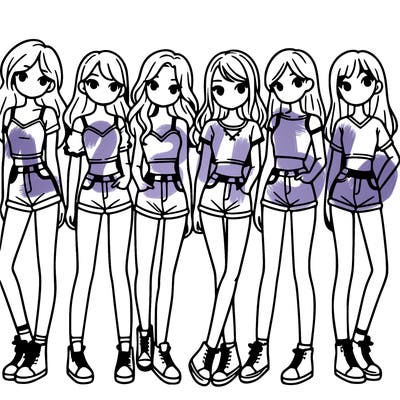 a group of girls wearing crop tops and shorts