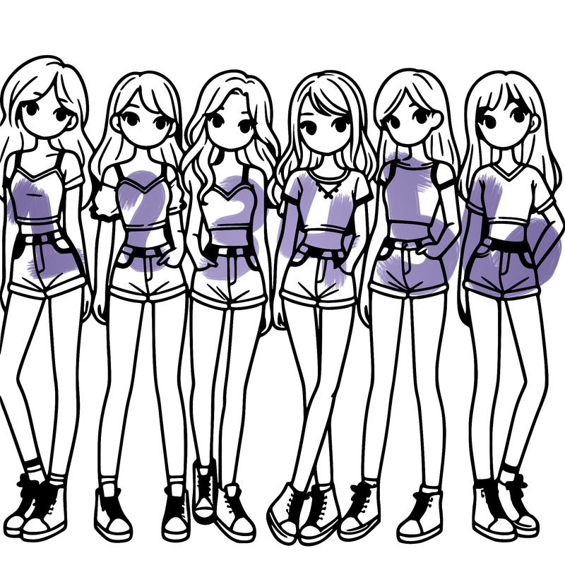 a group of girls wearing crop tops and shorts